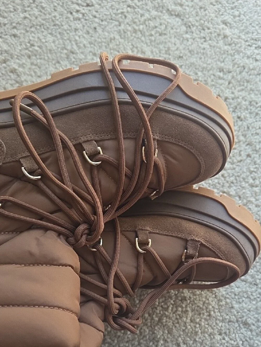 Zara  Brown Puffer Boots